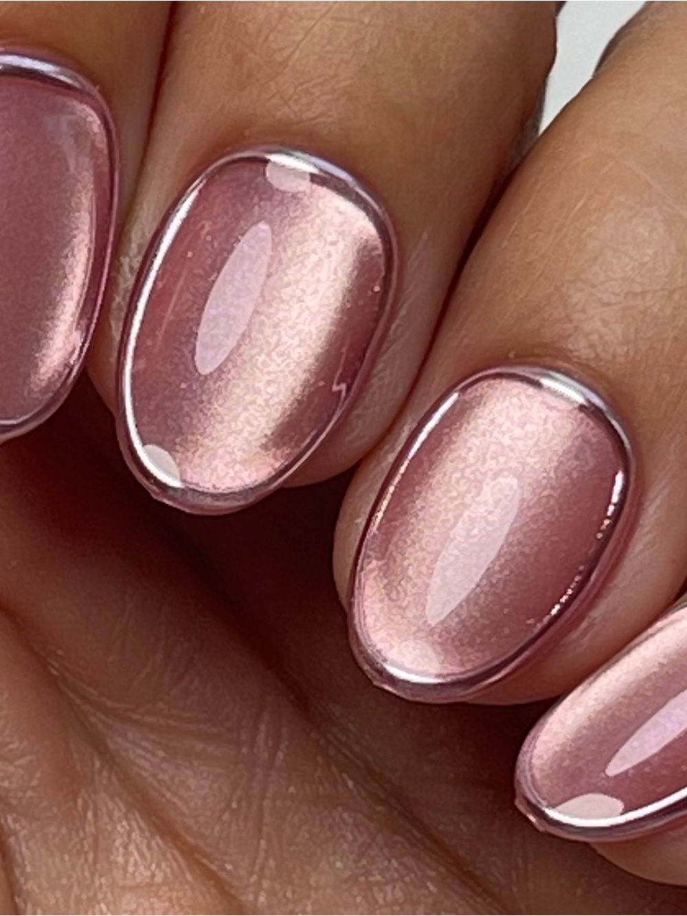 Red Aspen Pink Almond Cat Eye Press-On Nails